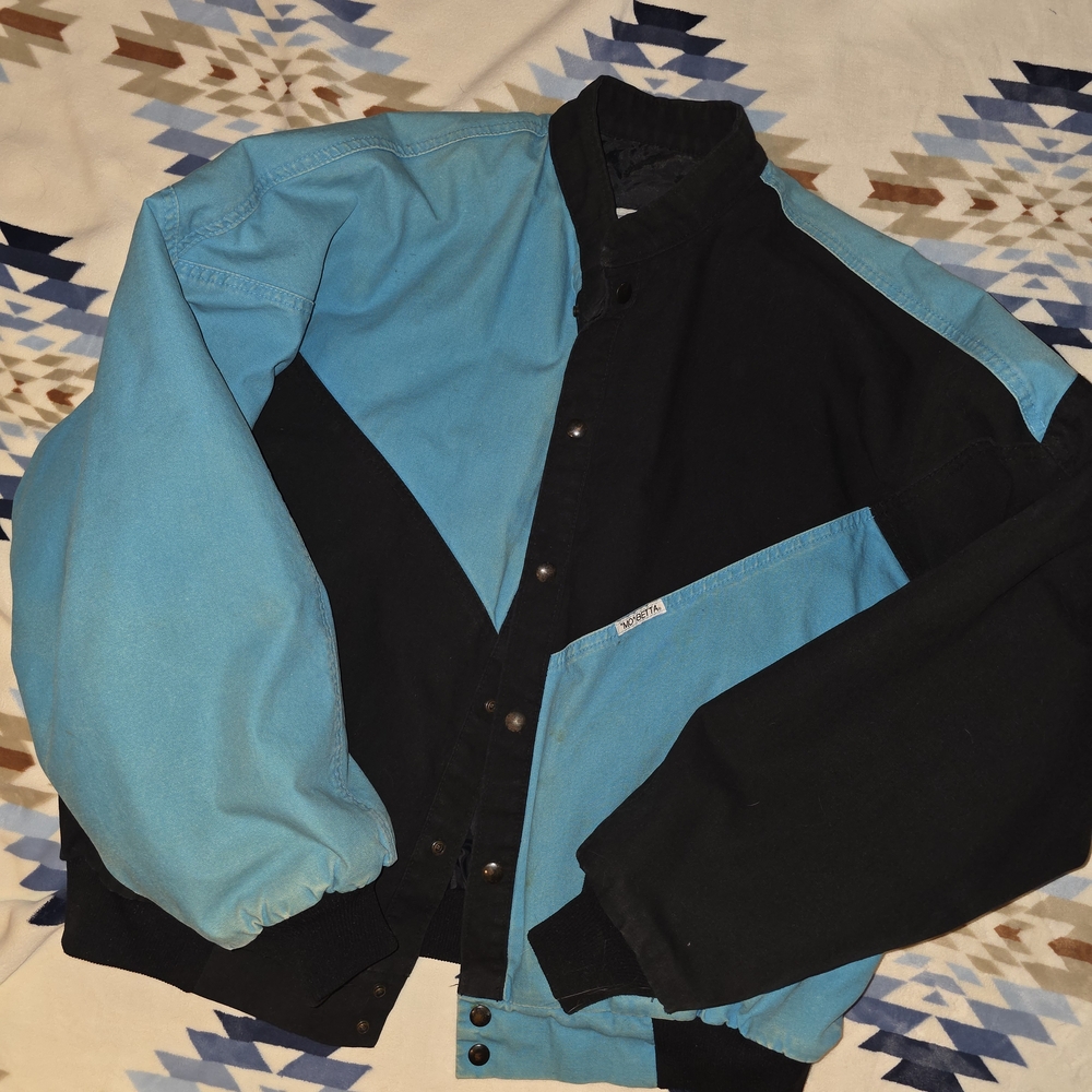 Men's Two-Tone Black and Blue Bomber Jacket